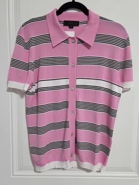 Zara Women's Silk Like Knit Polo Shirt - Size L